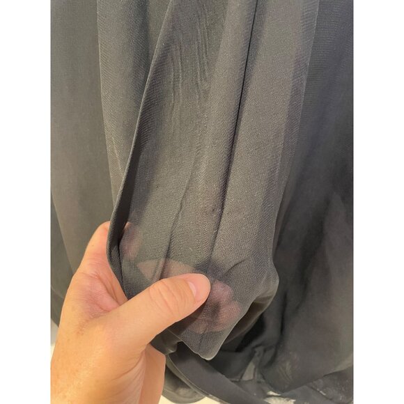 Vtg Uno Core Womens Sheer Crossover Top Size M Whimsigoth Witchy Dark Romantic - Picture 4 of 14